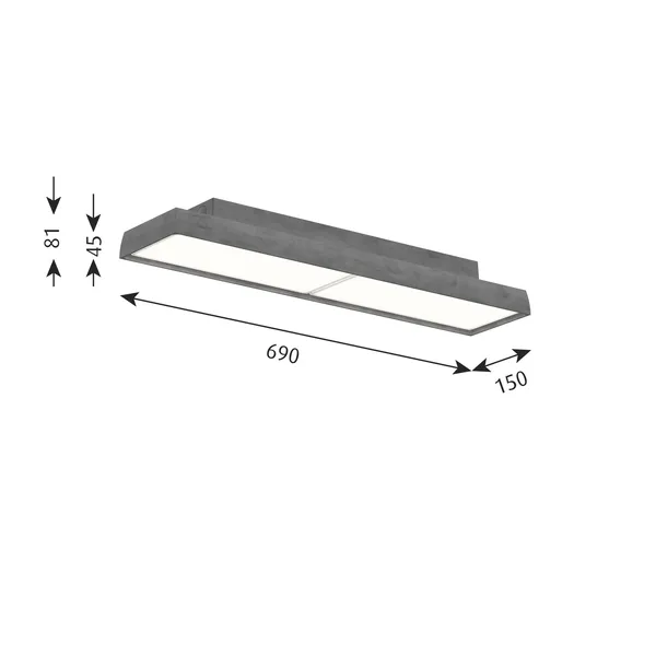 Plafoniera /soffitto Sottile LP 3000K e Alluminio Grezzo Scuro Dali