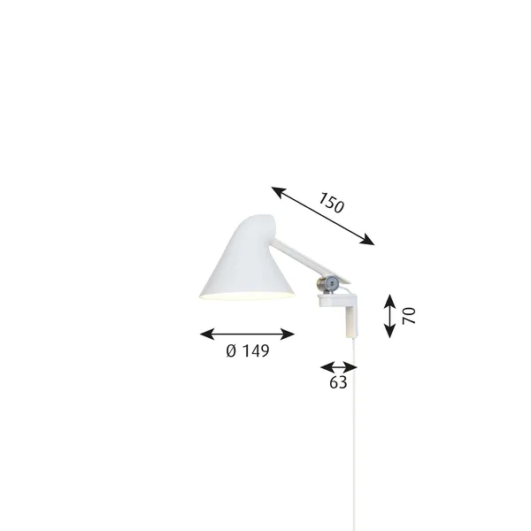 NJP Wandlamp Korte Arm 3000K Wit