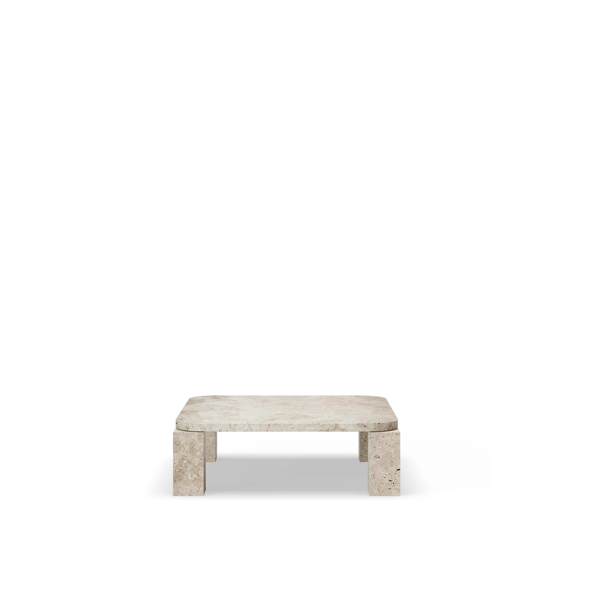Atlas Sofabord 820x820 Unfilled Travertine