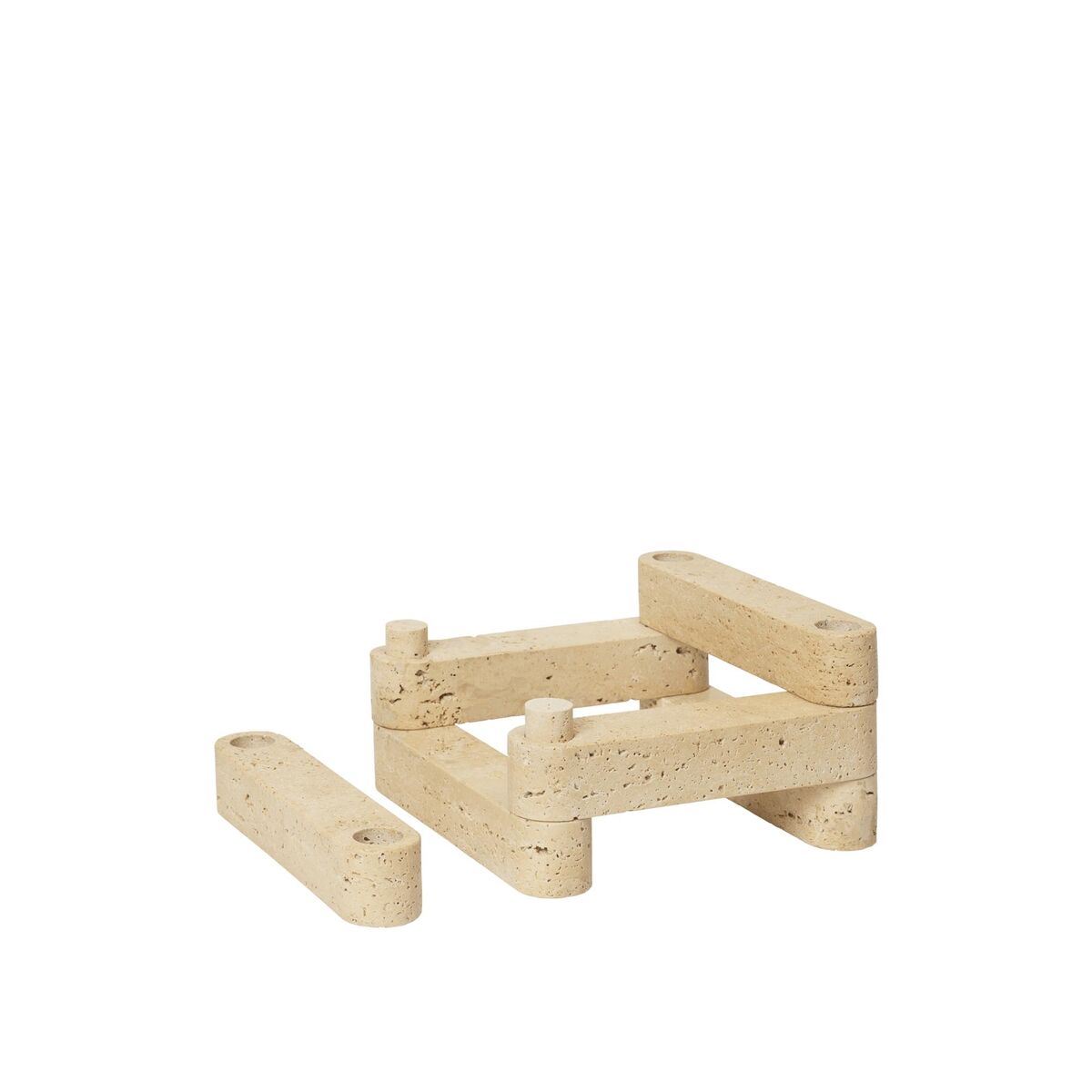 x Utzon Can Lis Newel Modulaire Kaarsenstandaard Set Travertijn