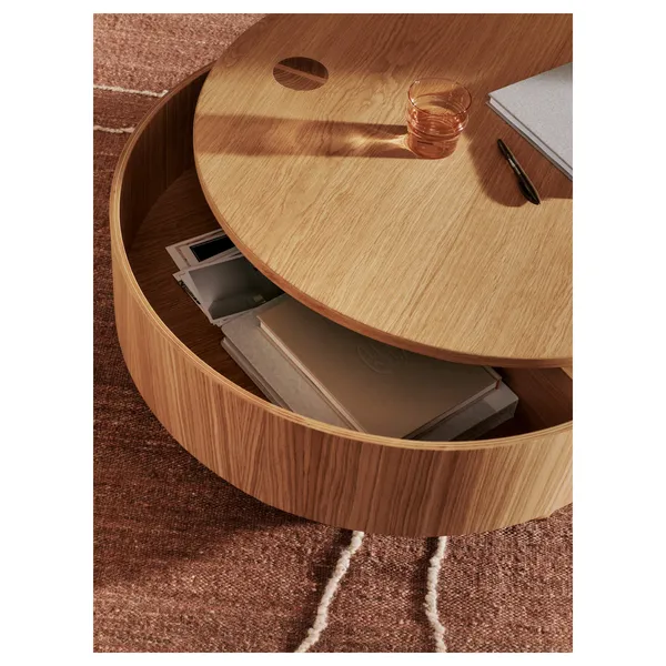 Olles Coffee Table With Storage Ø80 Natural Oak