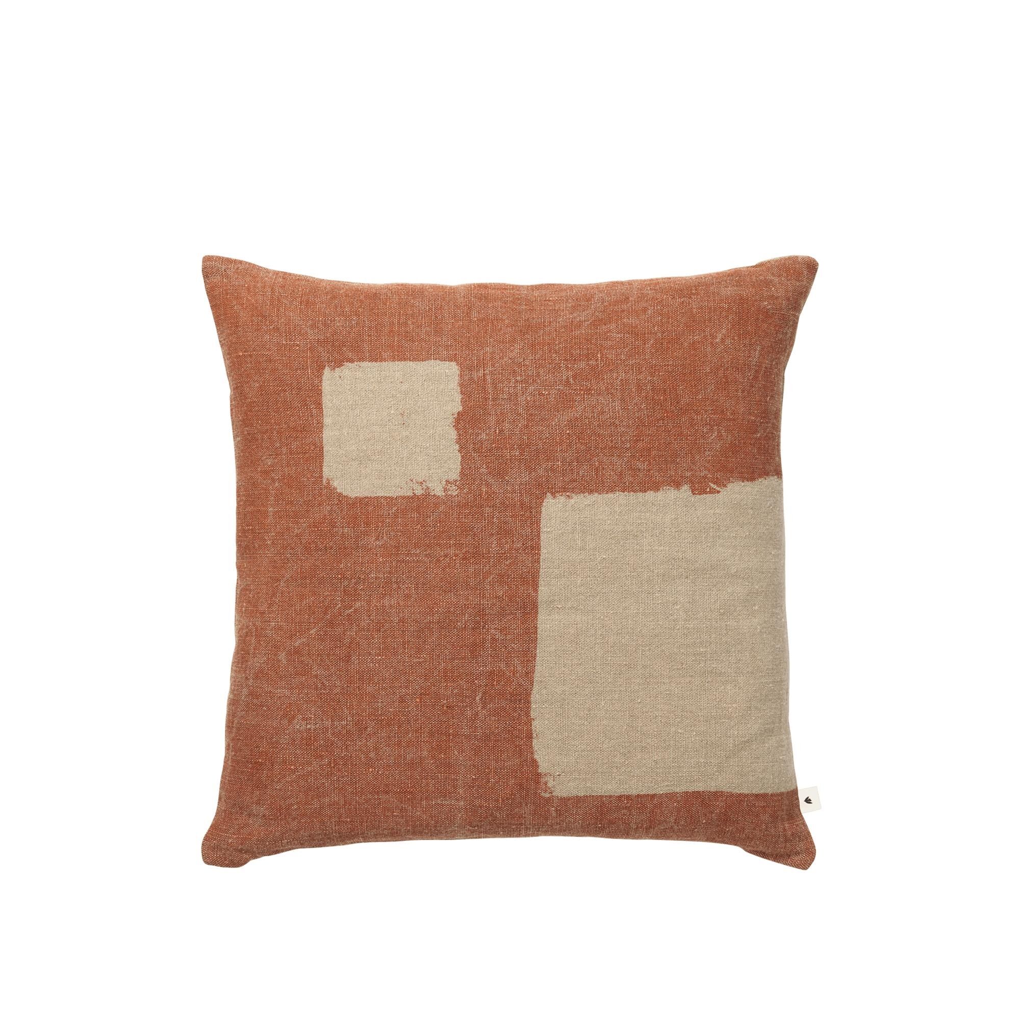 Housse de Coussin Oleo 50x50 Terre cuite/Naturel