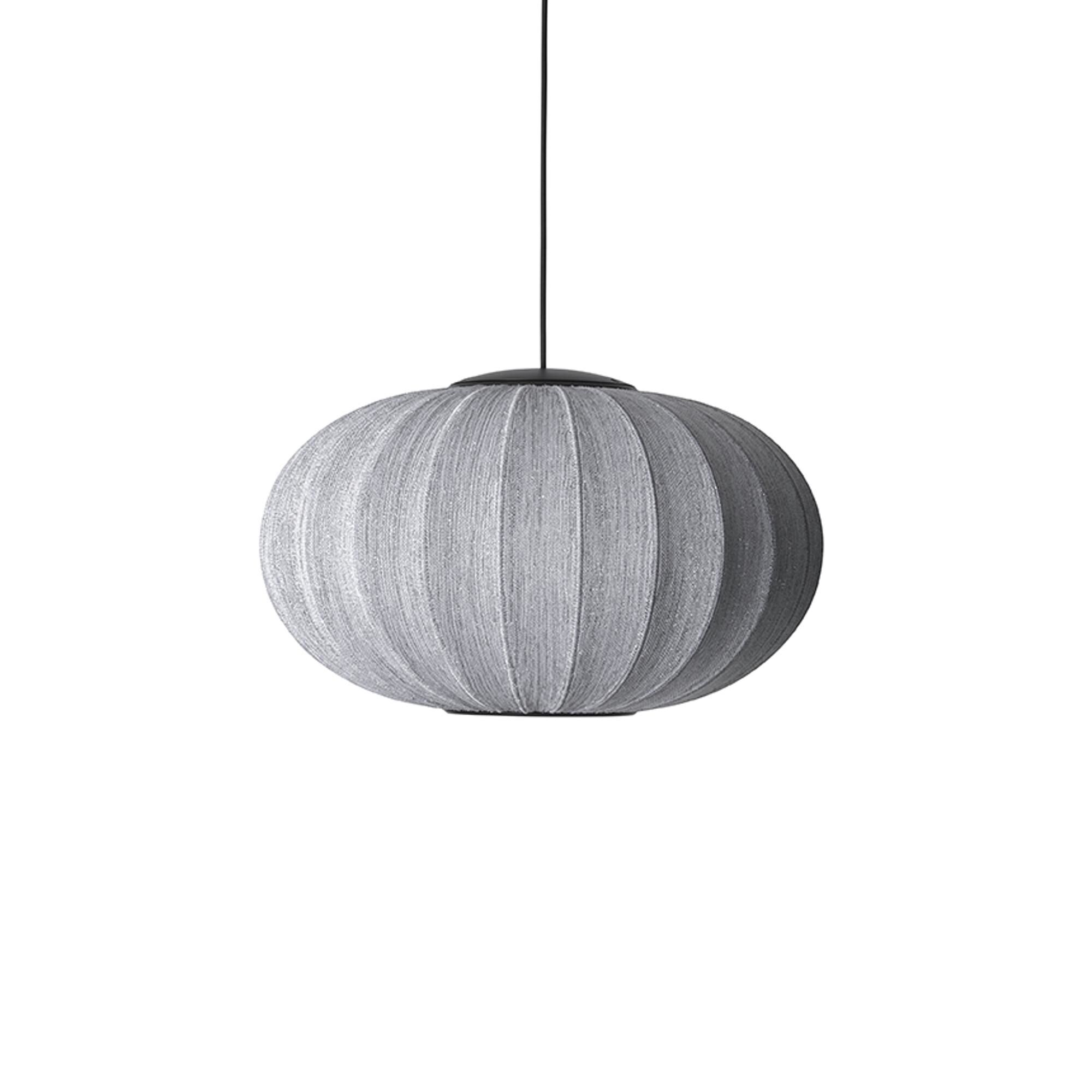 Suspension Ovale Ø57 en Tricot Blanc avec LED à Paillettes Argent