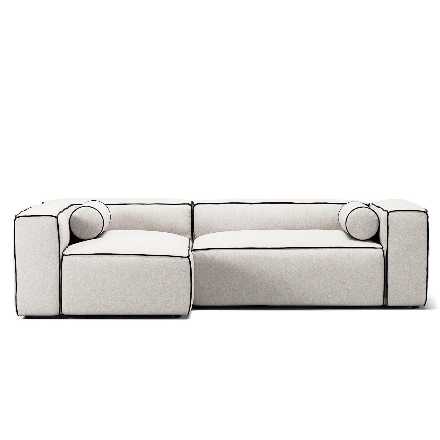 Grand Canapé 3 Places Hue Divan Gauche Vapeur/ Blanc/Gris Graphite