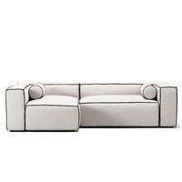Grand Hue 3-Seater Sofa Divan Left Steam/ White/ Graphite Grey