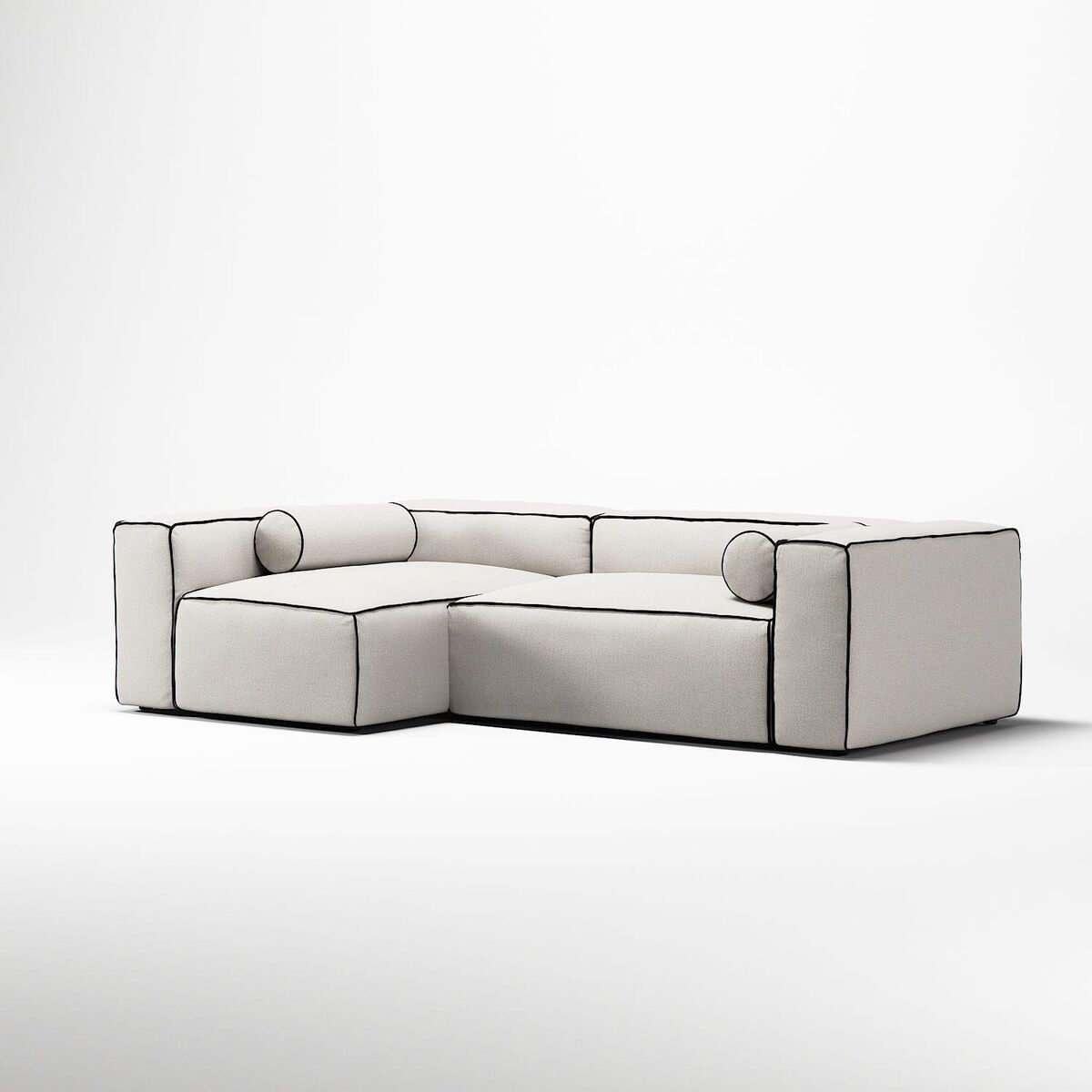 Grand Hue 3-Seater Sofa Divan Left Steam/ White/ Graphite Grey