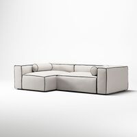 Grand Hue 3-Seater Sofa Divan Left Steam/ White/ Graphite Grey