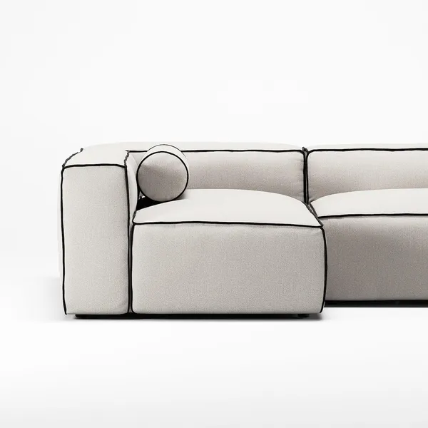 Grand Hue 3-Seater Sofa Divan Left Steam/ White/ Graphite Grey