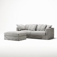 Le Grand Air Hocker für Sofa, Esche gestreift/Leinen