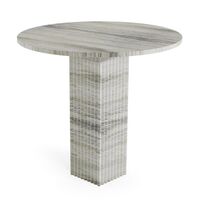 Soho Dining Table Ø80 Silver Travertine