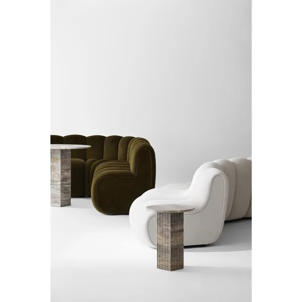 Soho Side Table Silver Travertine