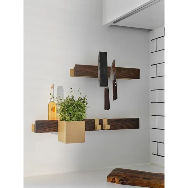 Flex Magnet Shelf 60 Dark Oak/ Brass