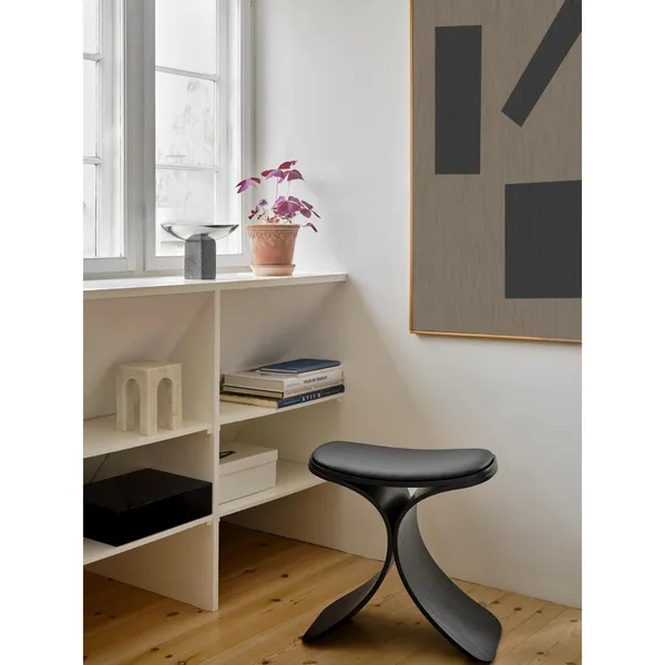Luno Stool Black Oak/Leather