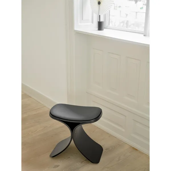 Luno Stool Black Oak/Leather