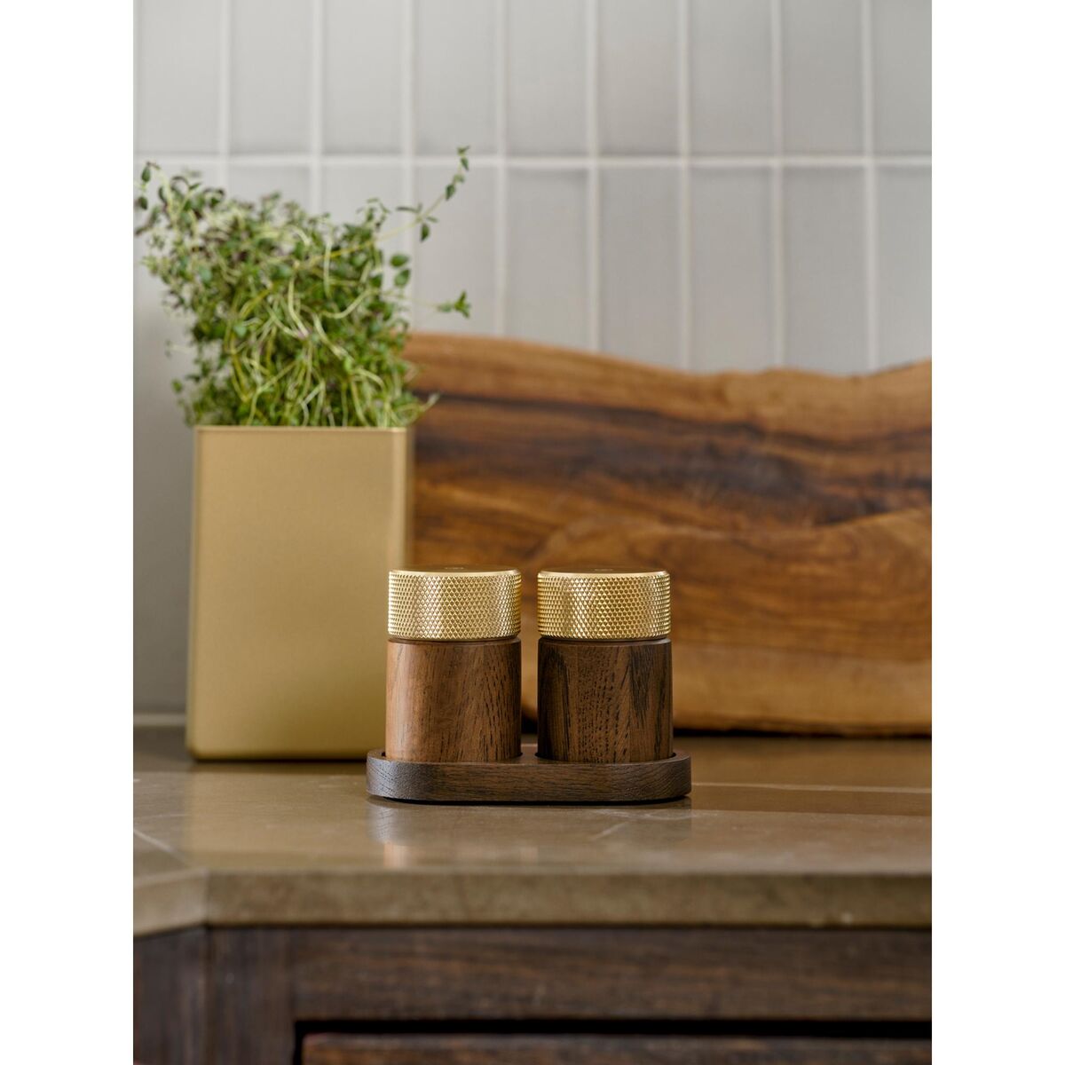 Sina Salt & Pepper Grinder Dark Ash/ Brass