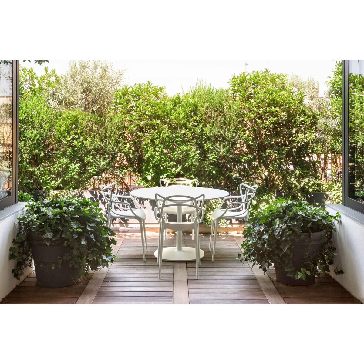 MASTERS Sedia da Giardino 4 Pezzi Bianco