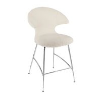 Time Flies Counter Bar Stool Teddy White/ Chrome