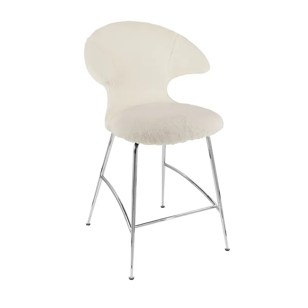 Time Flies Counter Bar Stool Teddy White/ Chrome