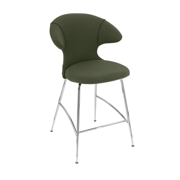 Time Flies Counter Bar Stool Racing Green/ Chrome