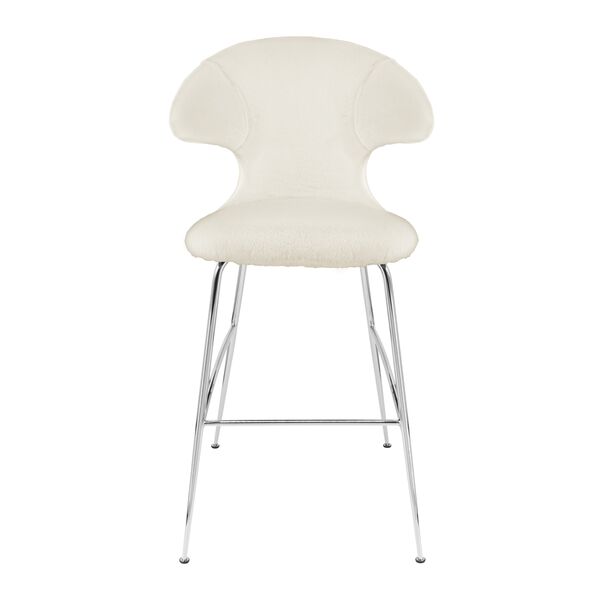 Time Flies Bar Stool Teddy Biały/ Chrom
