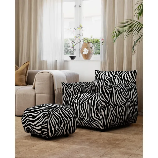 Le Petite Puf Zebra/Sort/Hvid