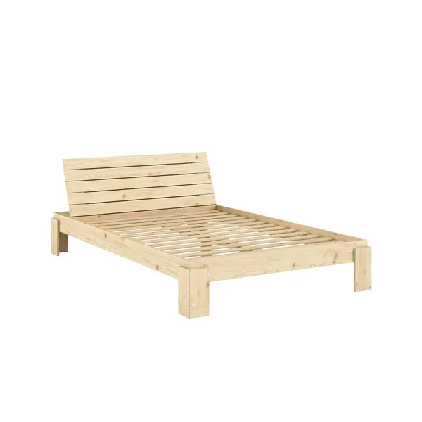 Layers Bed Frame With Headboard 140x200 Clear Lacquered Pine