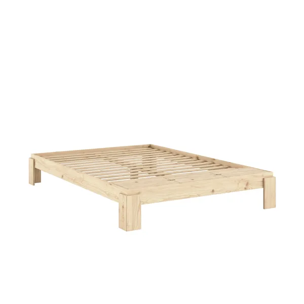 Layers Bed Frame With Bench 160x200 Clear Lacquered Pine