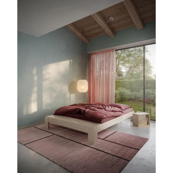 Layers Bed Frame With Bench 160x200 Clear Lacquered Pine