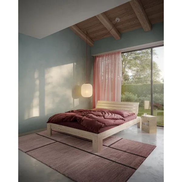 Layers Bed Frame With Headboard 160x200 Clear Lacquered Pine