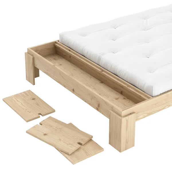 Layers Bed Frame With Bench 180x200 Clear Lacquered Pine