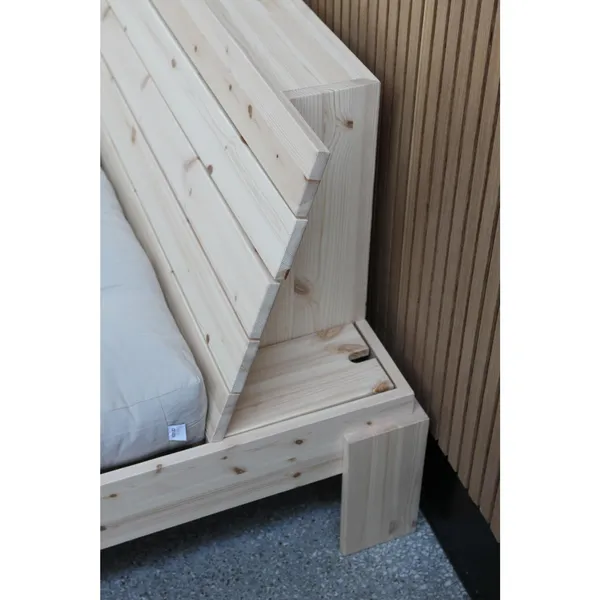 Layers Bed Frame With Headboard 180x200 Clear Lacquered Pine