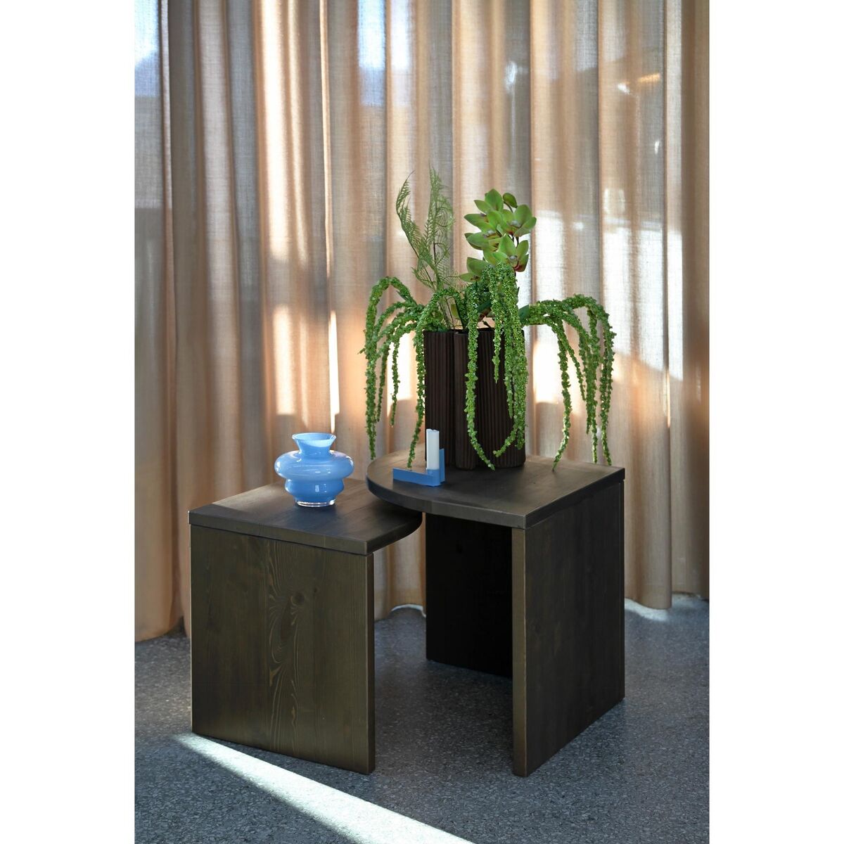 Combine Side Table Set Clear Lacquered Pine