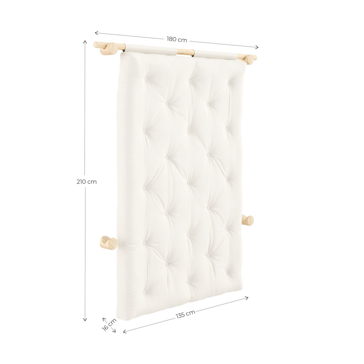 haakmatras met beugels 135x200 Raw/701 Natural