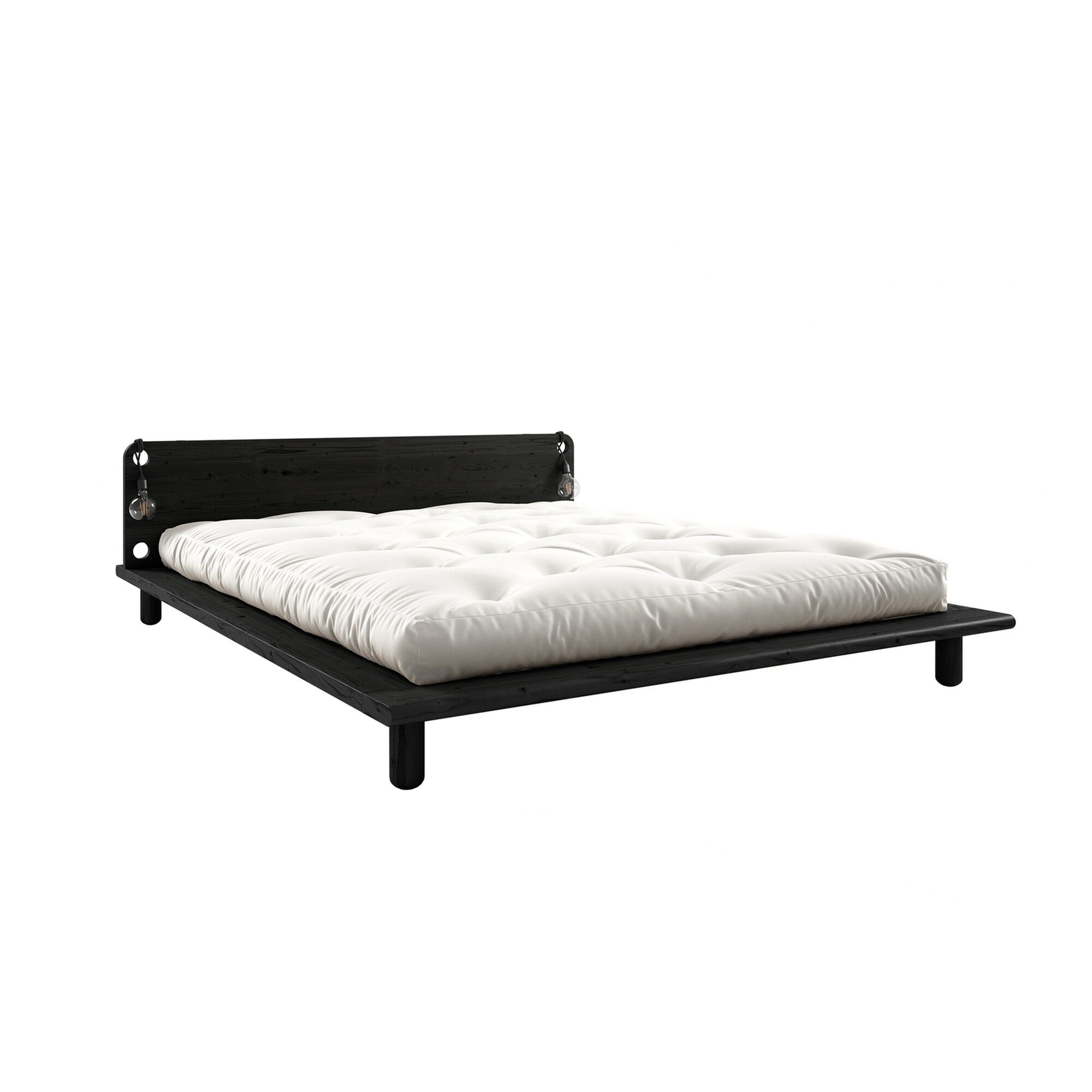 Cadre de Lit Peek avec 2 Lampes 140x200 102 Noir