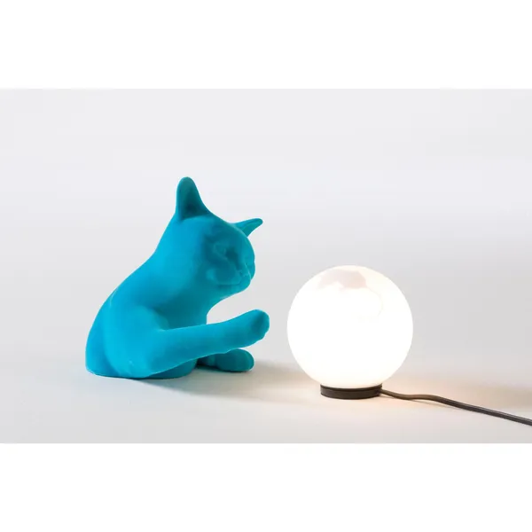 Maoo Tischlampe Hellblau Samt