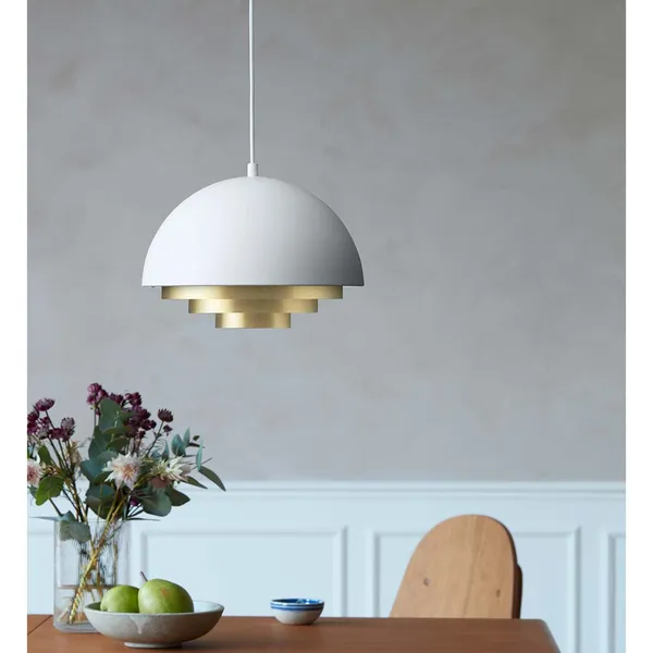 Milieu Colour Mini Pendant Matt White Brass