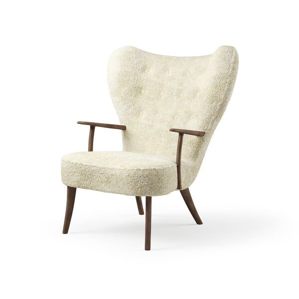 Fauteuil Pragh en Peau de Mouton Blanc Cassé Cassé/chêne Fumé Huilé