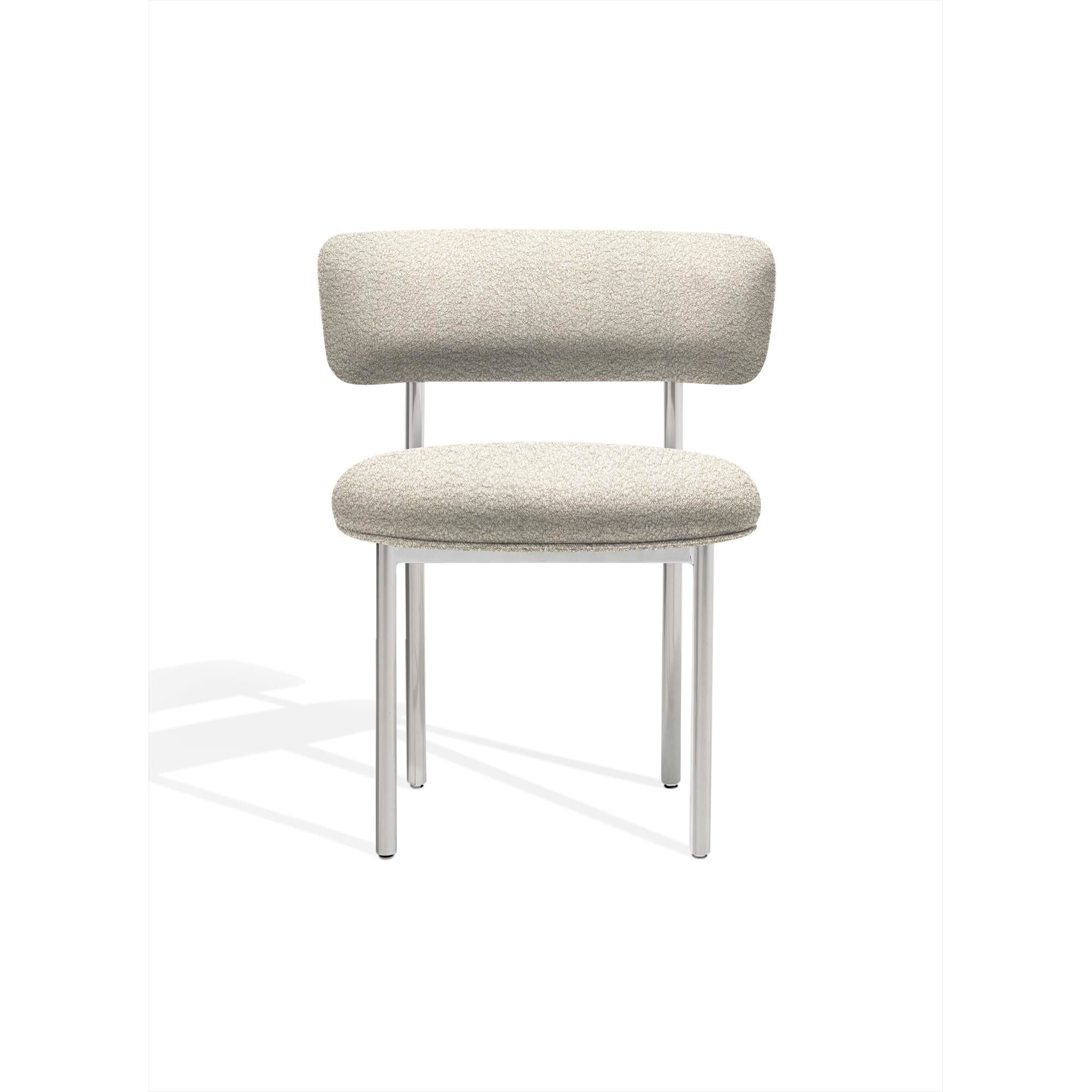 Furniture Copenhagen Font Spisestol Beige Boucle Elle 0200/Polert Stålramme