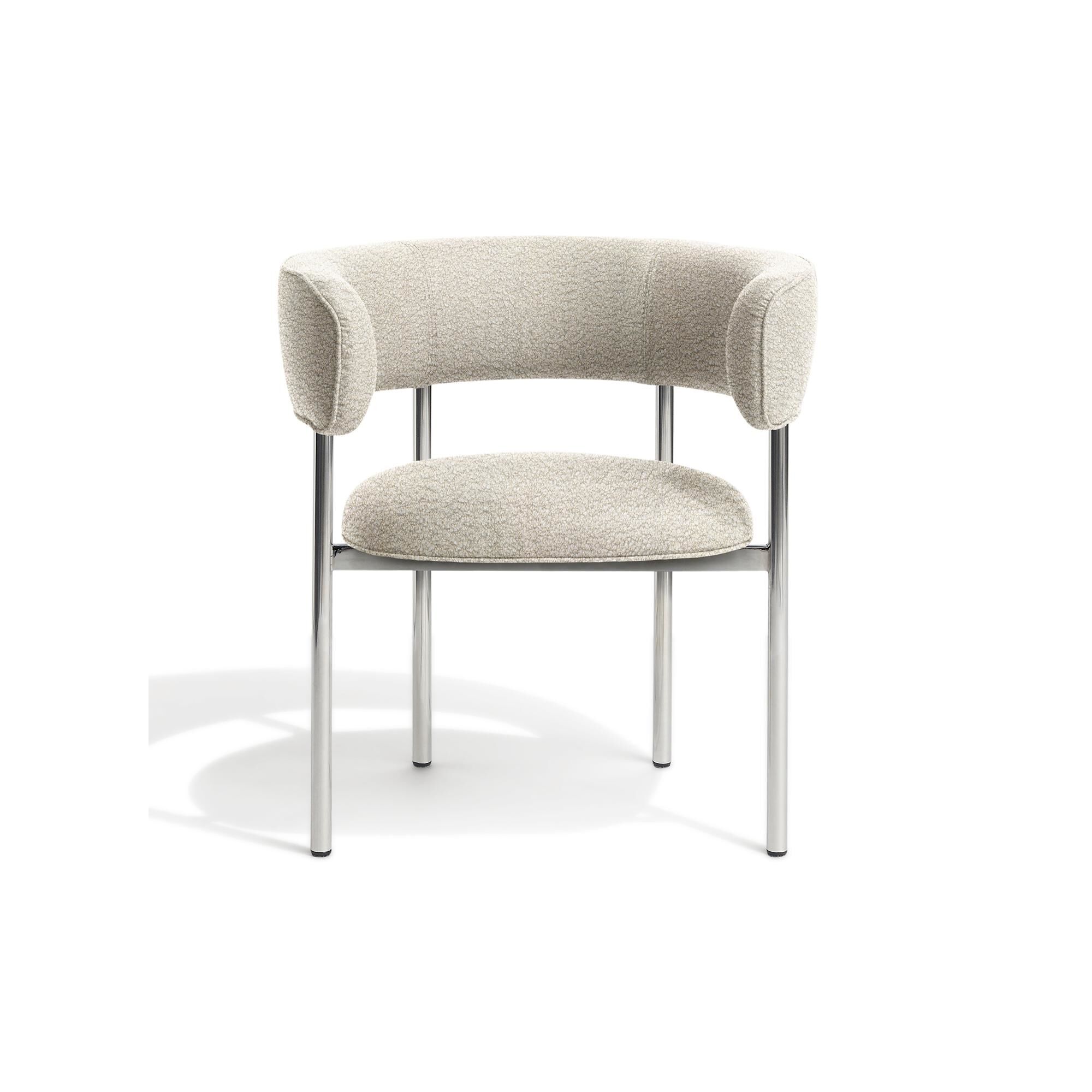 Font Spisebordsstol med Armln Beige Boucle Elle 0200/Poleret Stl Stel