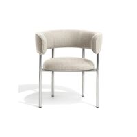 Font Spisebordsstol med Armlæn Beige Boucle Elle 0200/Poleret Stål Stel