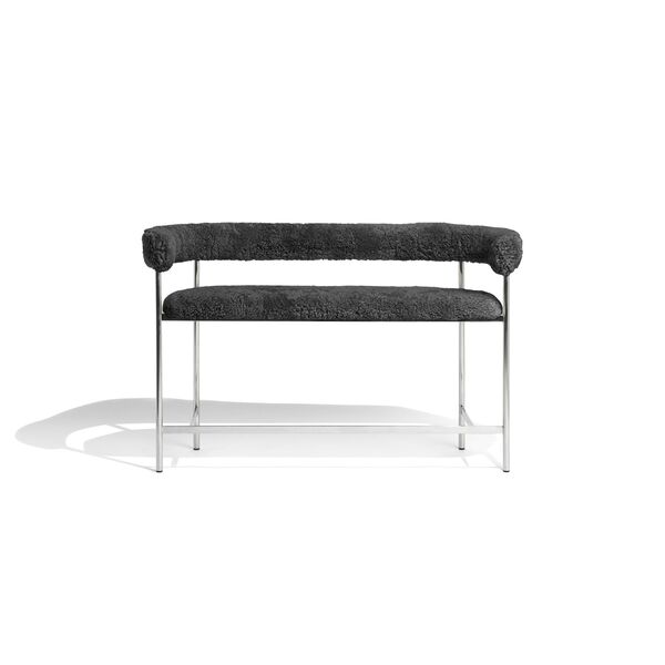 Font Bar Sofa 65 cm Sheepskin Grå/Poleret Stål Stel