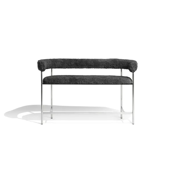 Font Bar Sofa 65 cm Sheepskin Grey/Polished Steel Frame