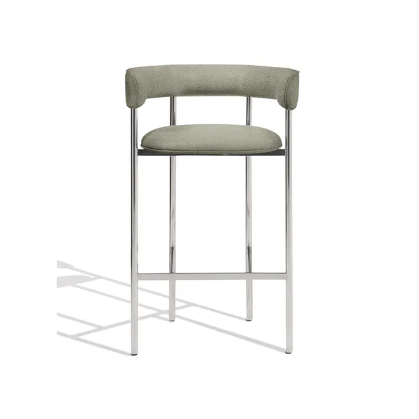 Font Bar Stool with Armrest 75 cm Vidar 222/Polished Steel Frame
