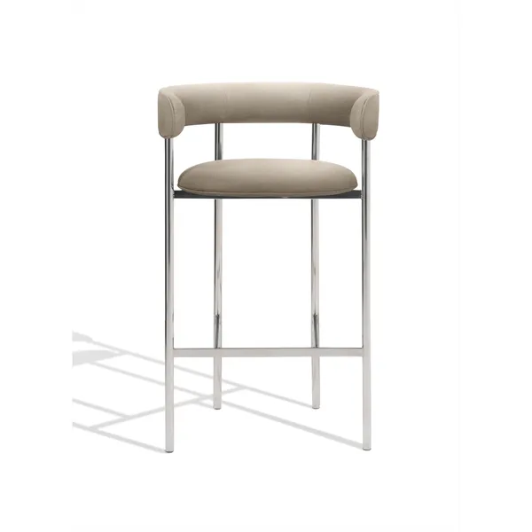 Font Bar Stool with Armrest 75 cm Hallingdal 65 200/Polished Steel Frame