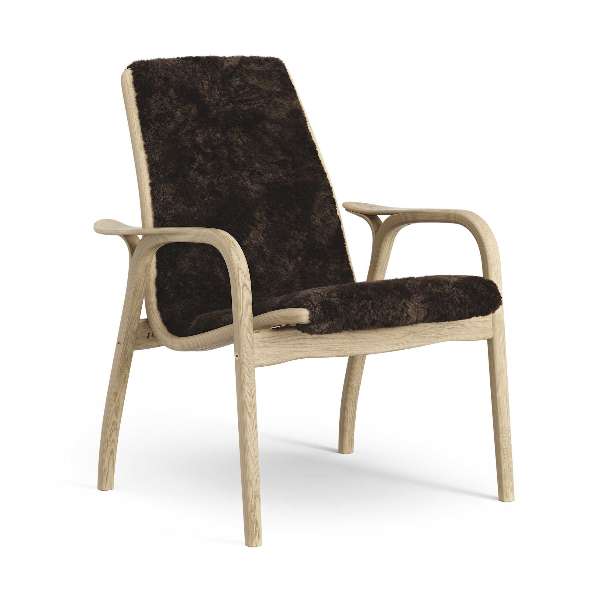 Laminett Lenestol Eikefiner/Espresso/Fåreskinn