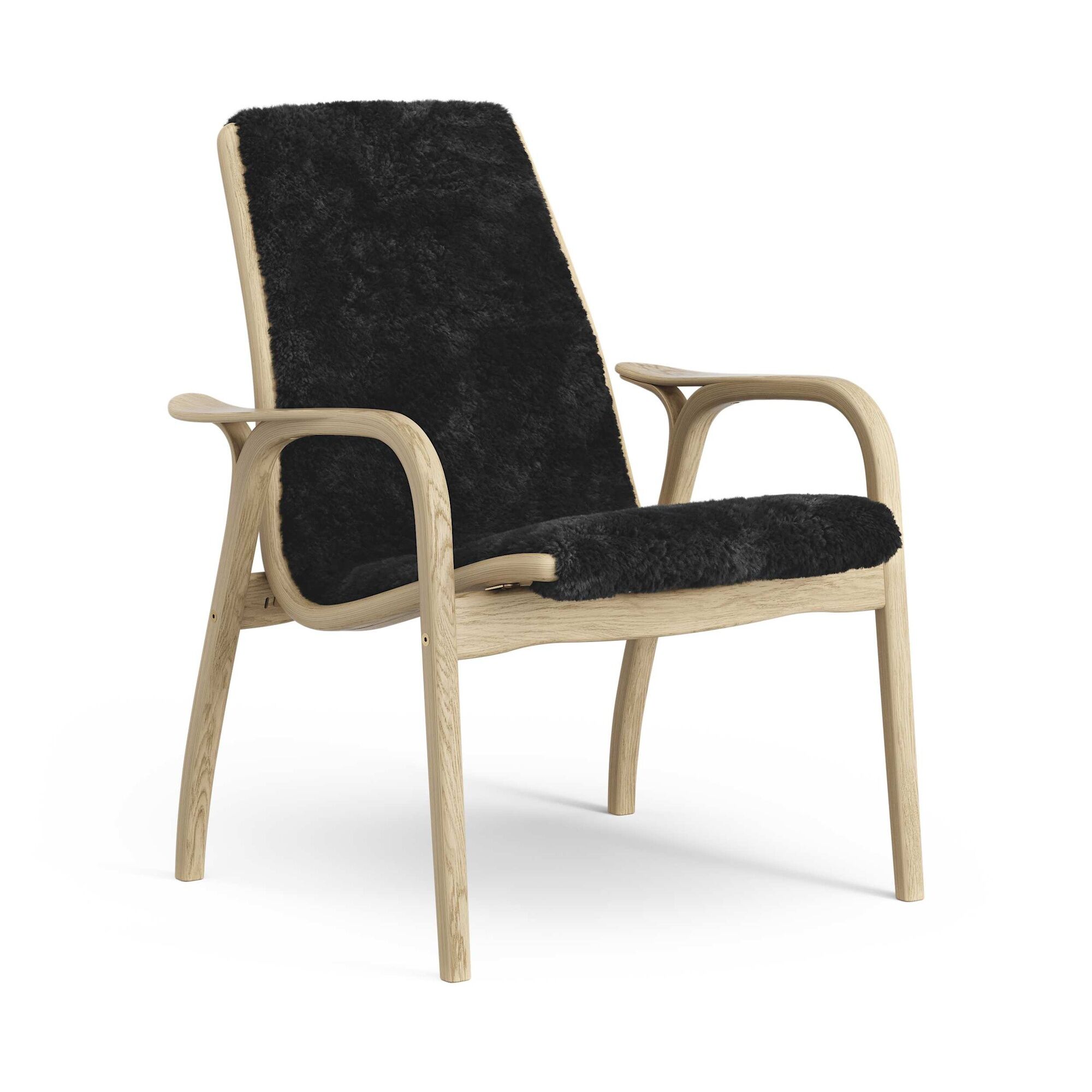 Laminett Lenestol Eikefiner/Sort/Fåreskinn
