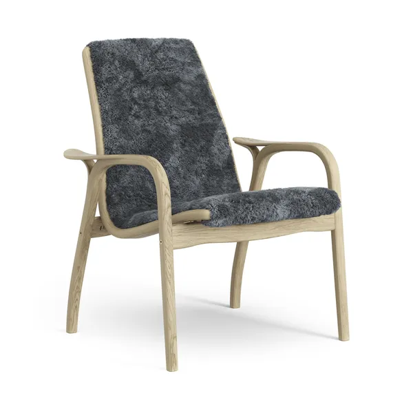 Laminett Armchair Oak Veneer/Coal/Sheepskin