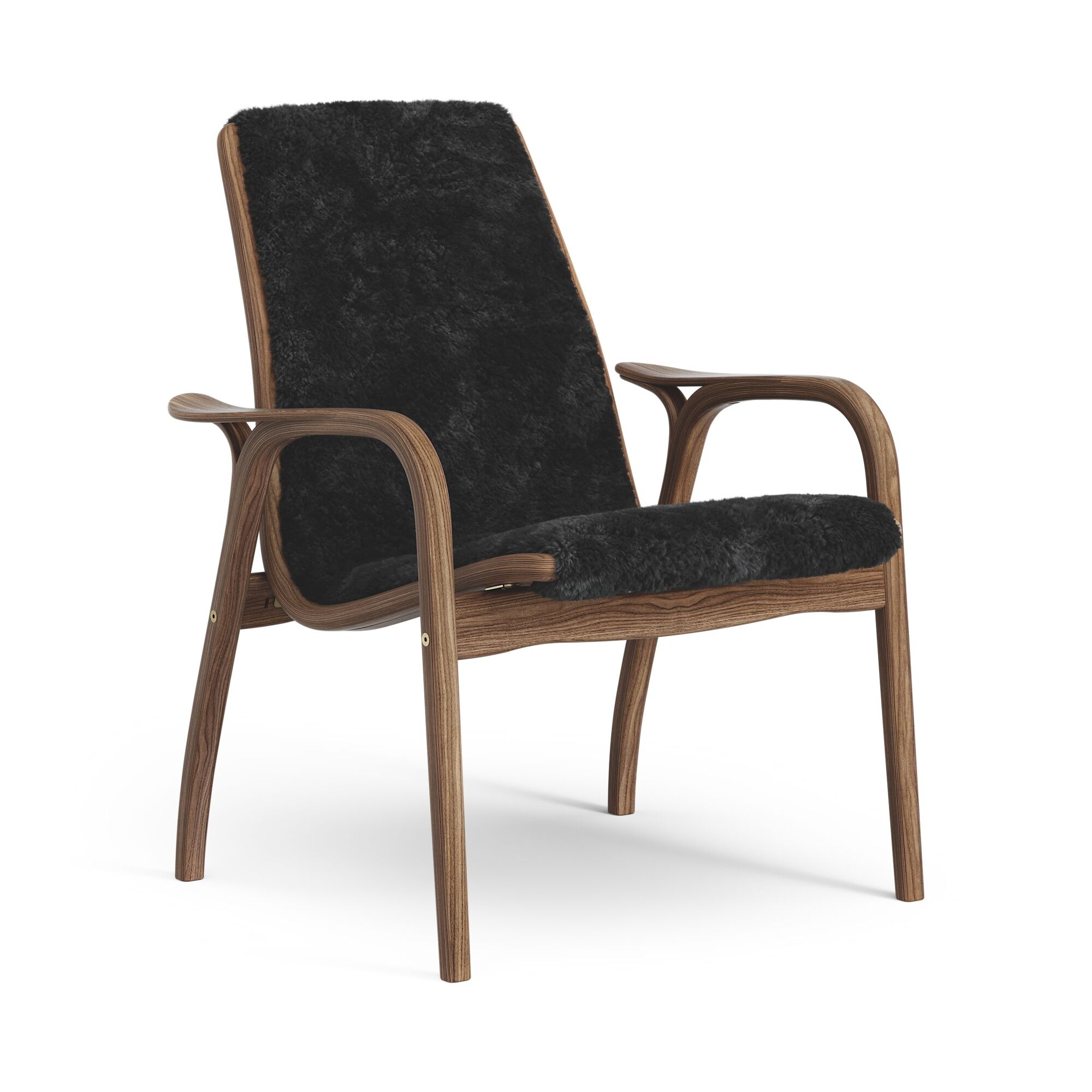 Laminett Fauteuil Noyer Laqué/Noir/Peau de Mouton