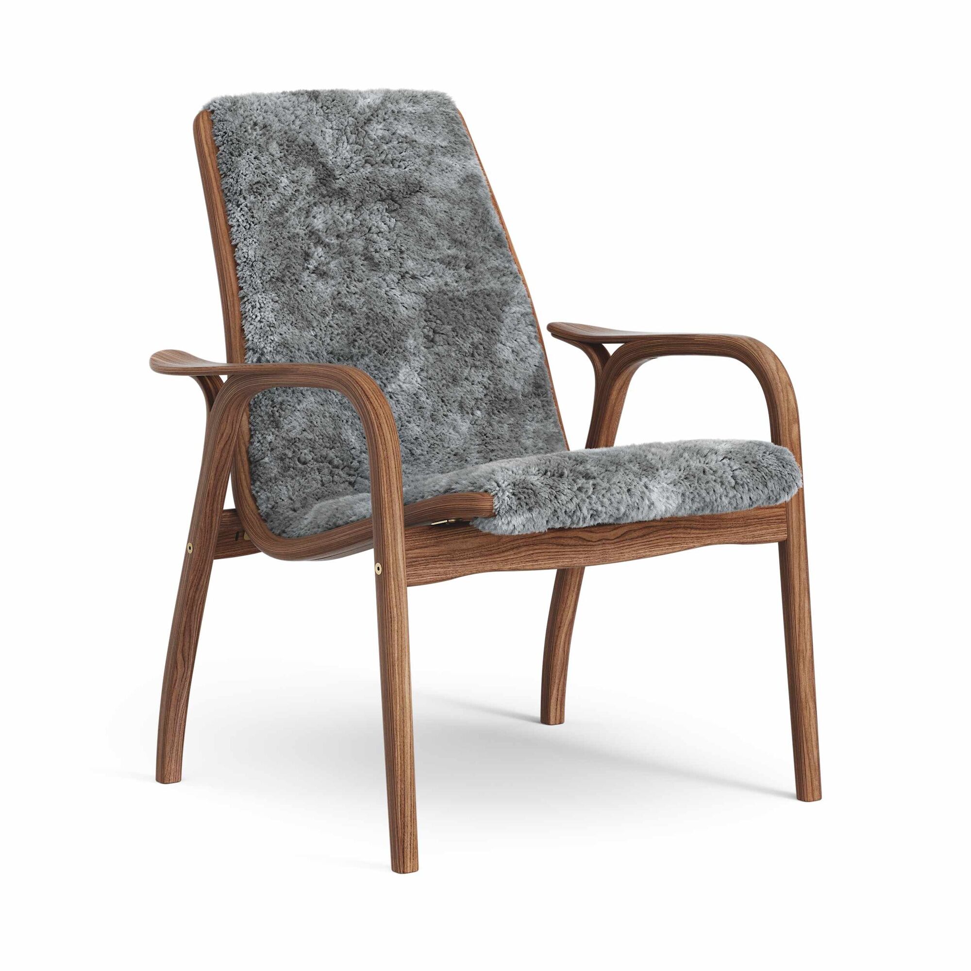 Laminett Lenestol Lakkert Valnøtt/Scandinavian Grey/Fåreskinn