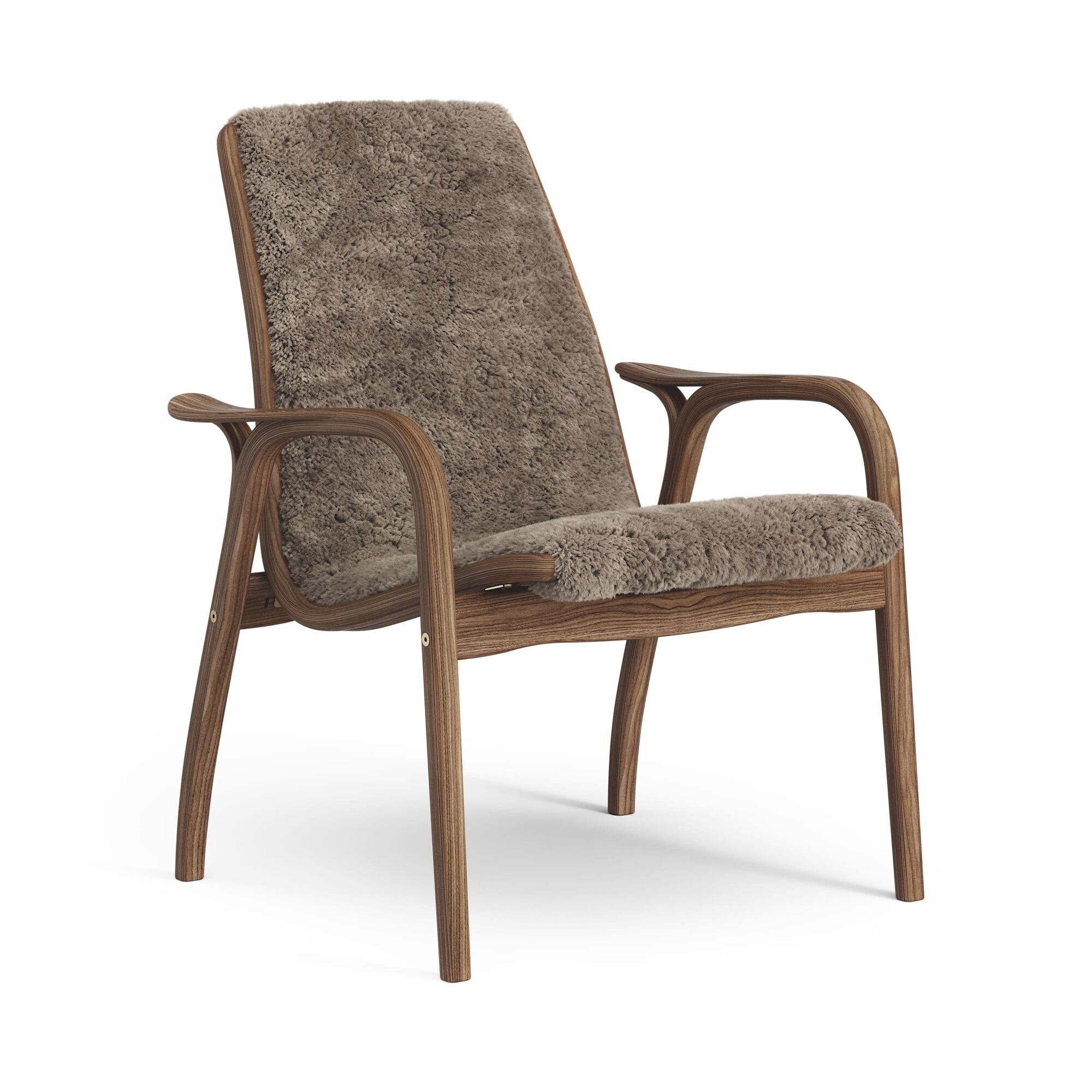 Laminett Fauteuil Noyer Laqué/Sahara/Peau de Mouton